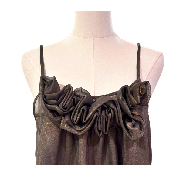 A'reve Anthropologie Gray Rosette Layered Spaghetti Strap Camisole Tank Medium - Picture 2 of 10